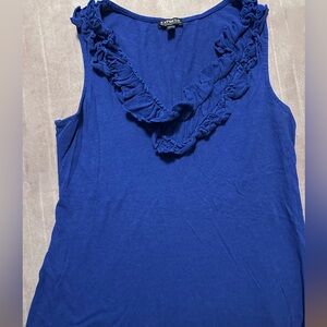 Express Royal Blue Ruffle Tank Top